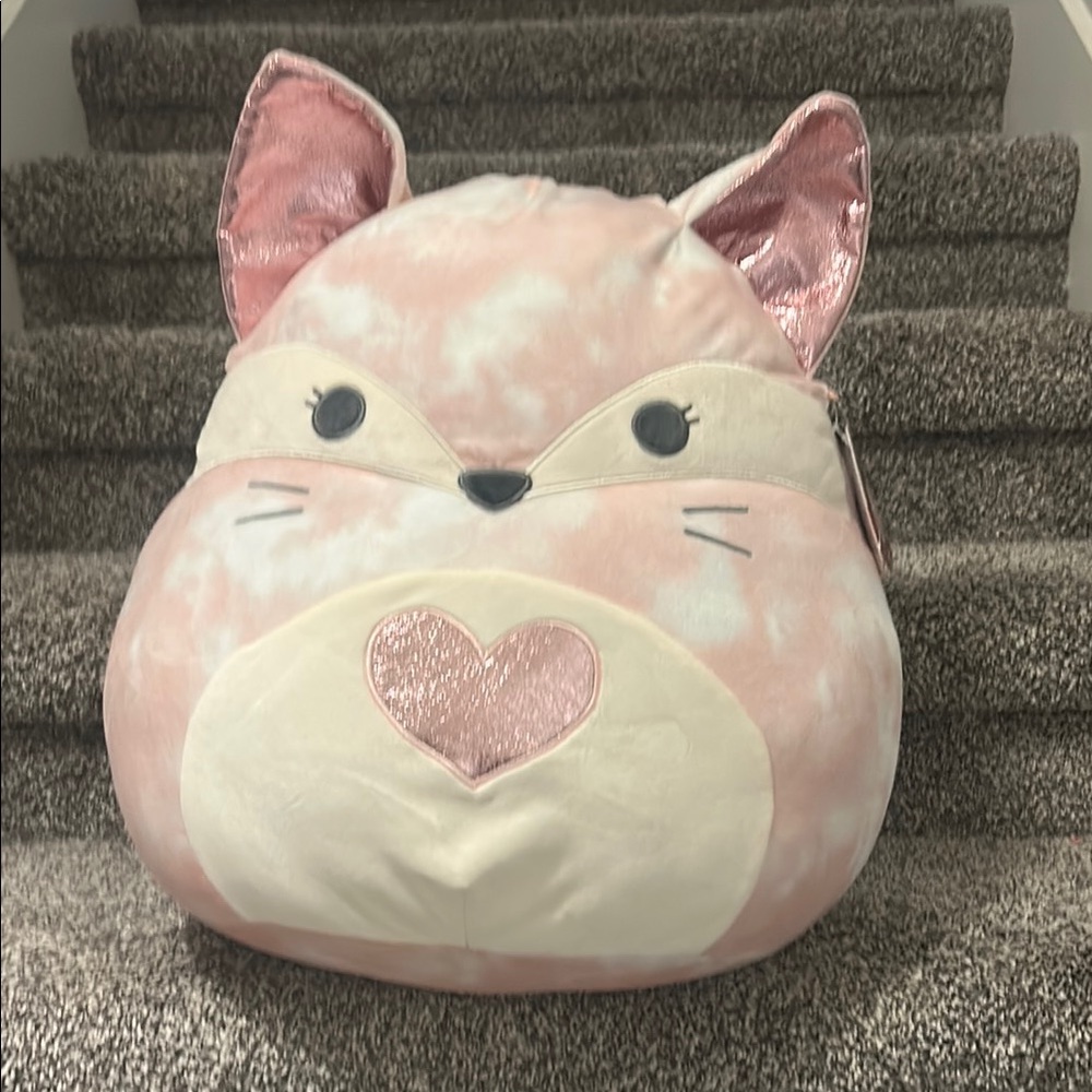 Squishmallows Pink and Cream Fox Pillow Fiemma